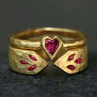Vintage Two Tone Patterned Heart Spinner Ring