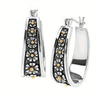 Vintage Hand-Cut Daisy Hoop Earrings