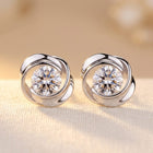 Rotating Love Heart Stud Earrings