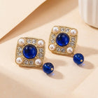 Bohemian Blue Floral Square Earrings