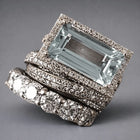 Vintage Silver Turquoise Glass Ring Set