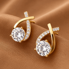 Golden Cross Zirconia Stud Earrings