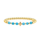 Vintage Turquoise Beaded Cross Charm Bracelet