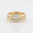 Vintage Bright Round Zirconia Gold Plated Ring Set