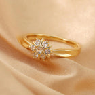 Classic Gold Plated Cubic Zirconia Flower Decor Ring