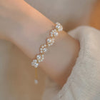 Classic Pearl Beaded Cat Paw Gold Plated Adjustable Bracelet