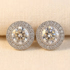 Round Cut Moissanite Halo Stud Earrings