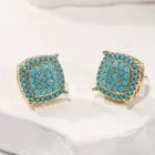 Elegant Square Synthetic Turquoise Stud Earrings