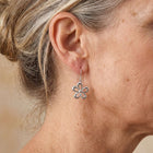 Vintage Funky Silvery Flower Pendant Earrings