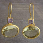 Exclusive Vintage Green Crystal Gold Earrings