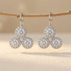 925 Sterling Silver **triple Moissanite Cluster Earrings In Plated