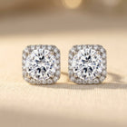 925 Sterling Silver Elegant Moissanite Halo Stud Earrings Wholesale In Earring