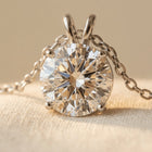 925 Sterling Silver Elegant Solitaire Moissanite Pendant Necklace In P Necklace