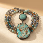 Vintage Boho Natural Stone Pendant Necklace