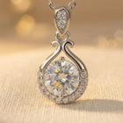 925 Sterling Silver Elegant Moissanite Pendant Necklace With Classic T Necklace