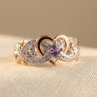 Two-Tone Celtic Heart with Purple Stone Ring