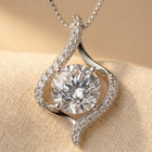 925 Sterling Silver Elegant Moissanite Pendant Necklace With Twisted D Necklace