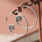 Large Silver Spiral Hoop Earrings