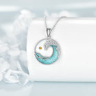 Mustard Seed Turquoise Ocean Wave Pendant Necklace
