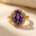 Vintage Gold Filigree Purple Amethyst Oval Ring