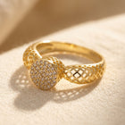 Lattice Gold Pavé Diamond Dome Ring