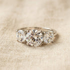 Silver Round Cubic Zirconia Three Stone Ring