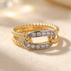Gold Rope Twist Diamond Pavé Link Ring