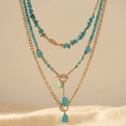 Boho Gold Turquoise Beaded Layered Necklace