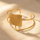 Gold Textured Square Open Cuff Bracelet