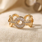 Art Deco Gold Baguette Crystal Circle Ring