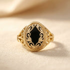 Vintage Gold Filigree Black Onyx Ring