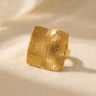 Minimalist Gold Textured Square Ring