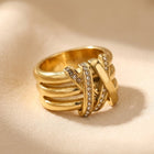 Vintage Gold Multi Band Crystal Wrap Ring