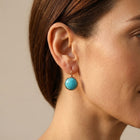 Gold Turquoise Crackle Round Earrings