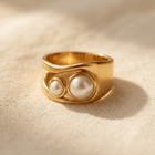 Elegant Gold Pearl Oval Ring
