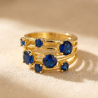 Stacked Gold Blue Sapphire Cluster Ring