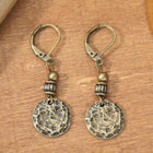 Vintage Bronze Leverback Coin Drop Earrings