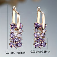 Elegant Purple Zirconia Gold Plated Dangle Earrings