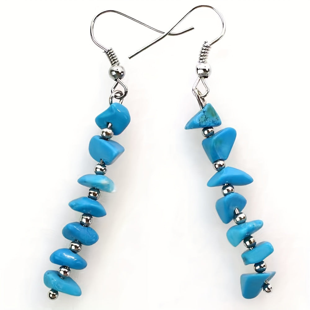 Boho Colorful Natural Gemstone Drop Earrings