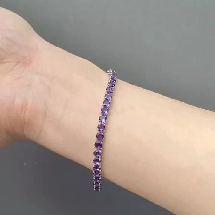 Elegant Boho Purple Zirconia Crystal Tennis Bracelet
