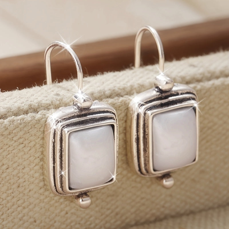 Elegant Bohemian Square Pearl Drop Earrings