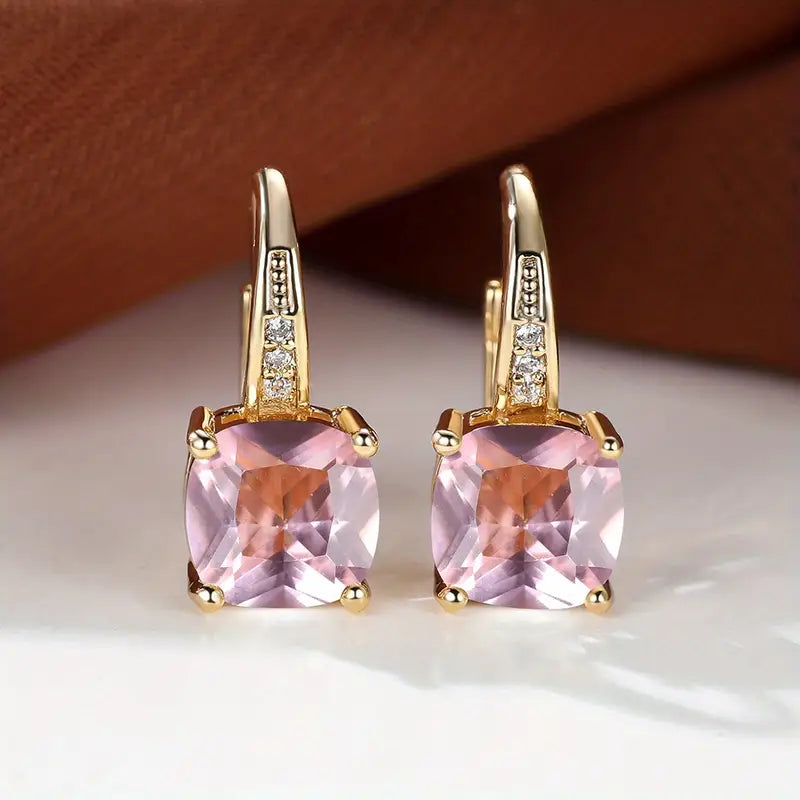 Mystic Sapphire Stone Hoop Gold Earrings