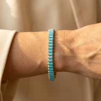 Gold Turquoise Rectangular Inlay Bracelet