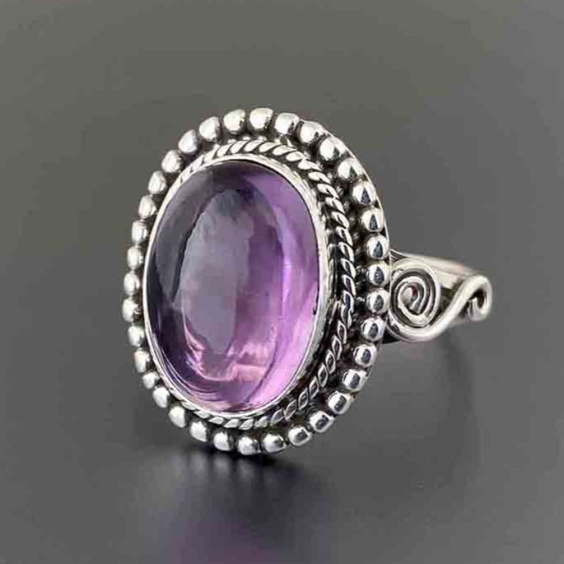Vintage Oval Purple Zirconia Filigree Cocktail Ring
