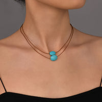 Vintage Double Layer Turquoise Beaded Necklace