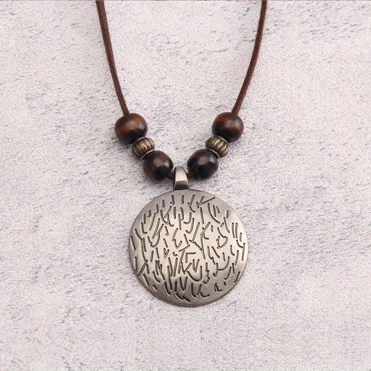 Vintage Twelve Constellations Wooden Beaded Pendant Necklace