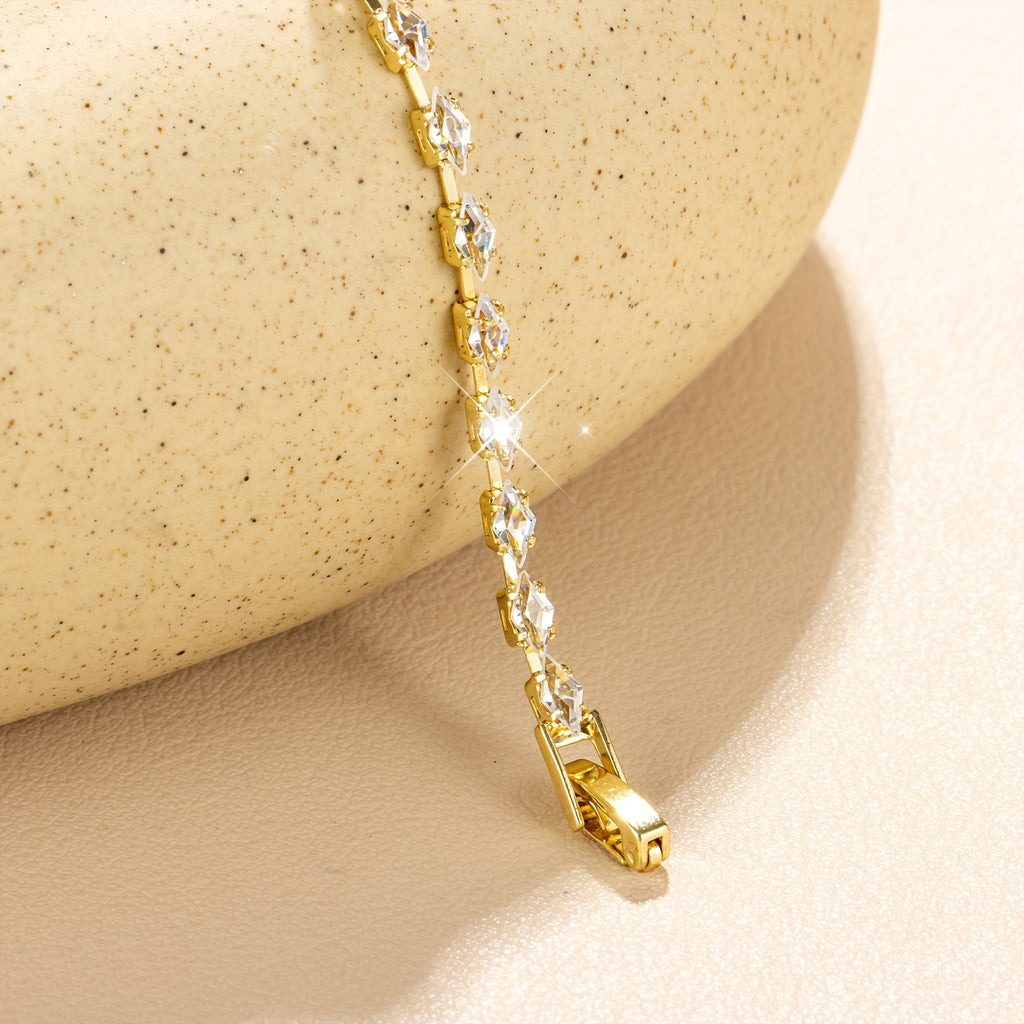 Elegant Zirconia Diamond Gold Plated Tennis Bracelet
