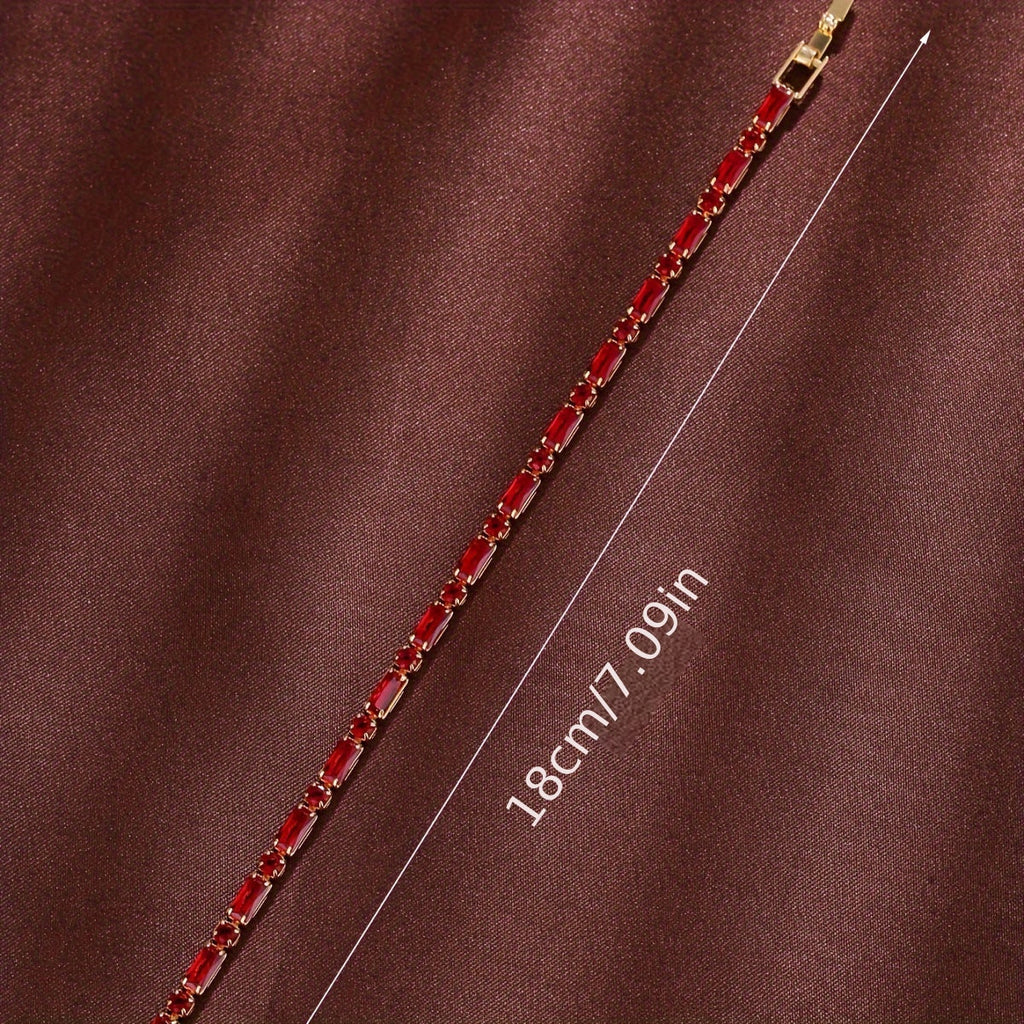 Elegant Vintage Zirconia Ruby Gold Plated Bracelet