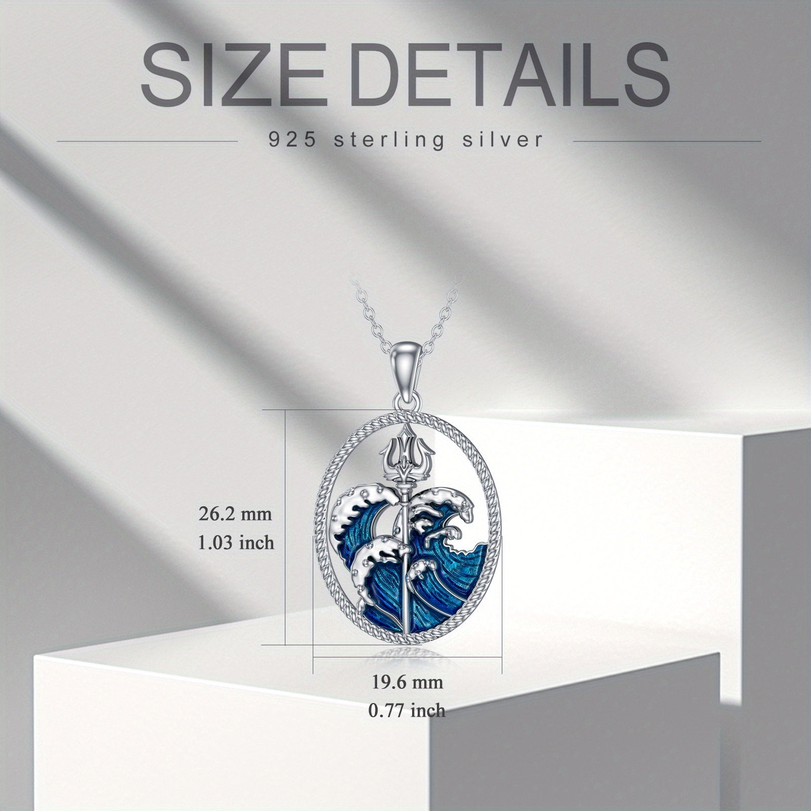 Poseidon Trident Ocean Wave Pendant Necklace