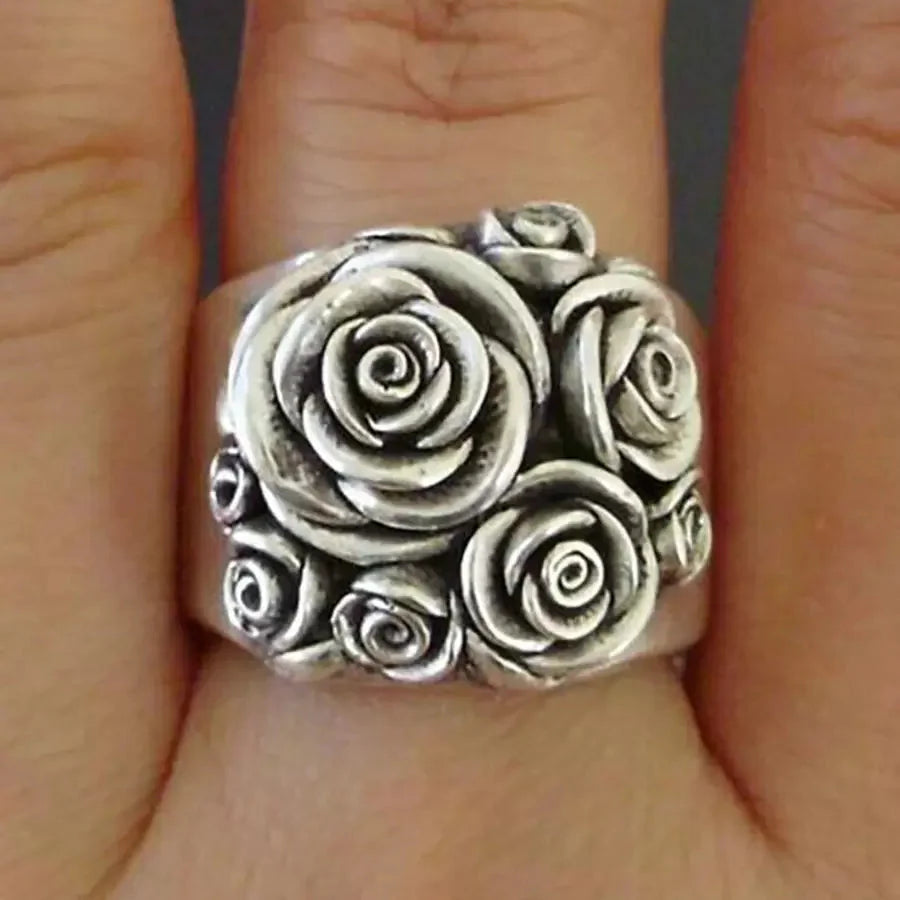 Elegant Handcrafted Rose Bouquet Statement Ring
